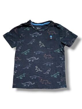 Craft + Flow Dinosaur Graphic Tee Boys 5 Medium Black Space Print Pocket T Shirt